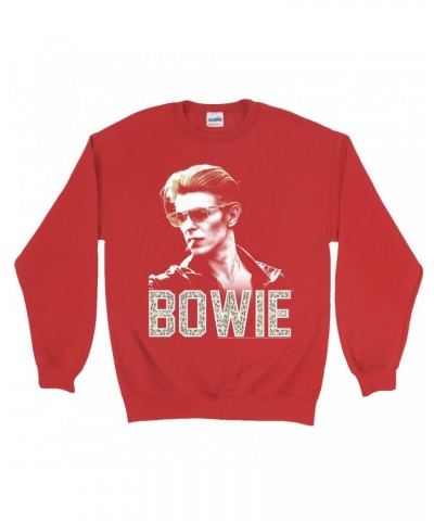 David Bowie Sweatshirt | The Man Who Fell To Earth Photo With Leopard Logo Sweatshirt $11.53 Sweatshirts