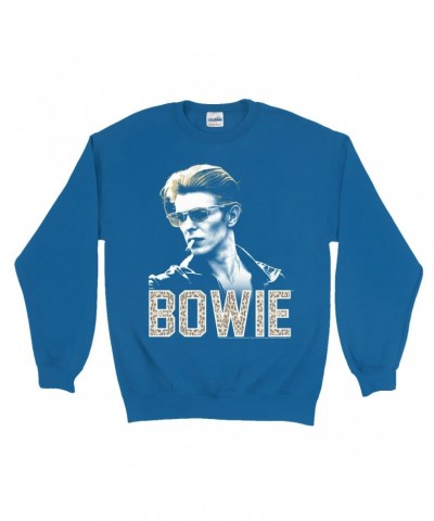 David Bowie Sweatshirt | The Man Who Fell To Earth Photo With Leopard Logo Sweatshirt $11.53 Sweatshirts