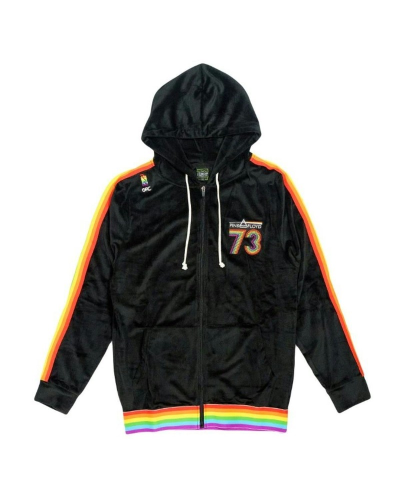 Pink Floyd DSOTM V2 Black Rainbow Velour Mens Zip Up Hoodie $36.45 Sweatshirts