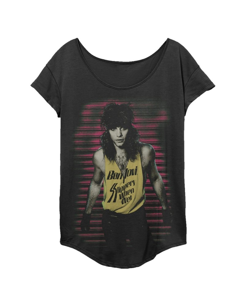 Bon Jovi Slippery When Wet Portrait Women's Tee $12.60 Shirts