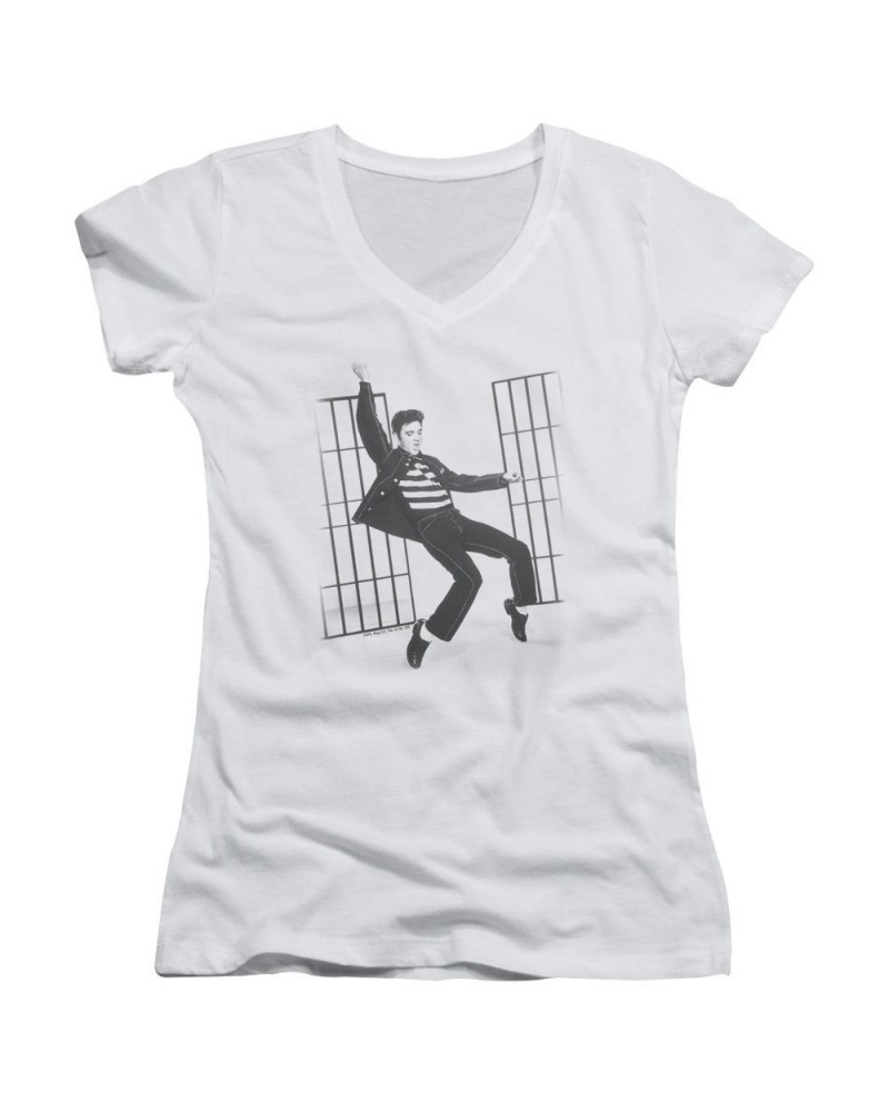 Elvis Presley Junior's V-Neck Shirt | JAILHOUSE ROCK Junior's Tee $7.20 Shirts