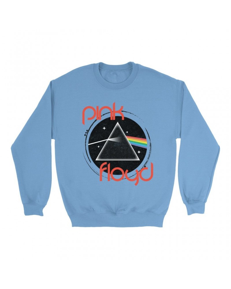 Pink Floyd Bright Colored Sweatshirt | Modern Retro Dark Side Of The Moon Distressed Sweatshirt $16.08 Sweatshirts