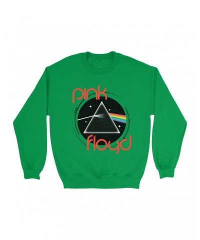 Pink Floyd Bright Colored Sweatshirt | Modern Retro Dark Side Of The Moon Distressed Sweatshirt $16.08 Sweatshirts