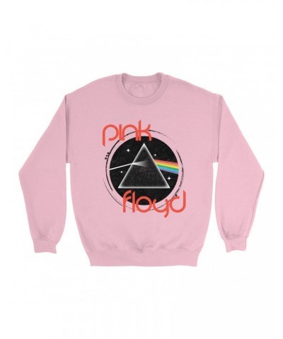 Pink Floyd Bright Colored Sweatshirt | Modern Retro Dark Side Of The Moon Distressed Sweatshirt $16.08 Sweatshirts