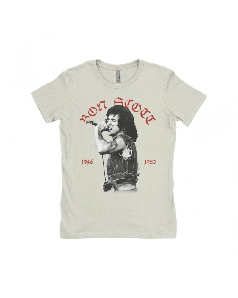 Bon Scott Ladies' Boyfriend T-Shirt | Old English 1946-1980 Shirt $11.98 Shirts