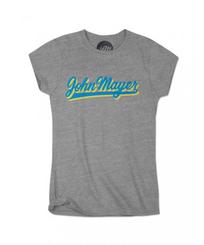 John Mayer Blue and Yellow Script Womens T-Shirt $13.80 Shirts