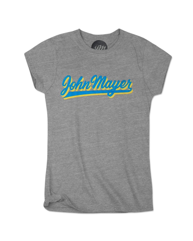 John Mayer Blue and Yellow Script Womens T-Shirt $13.80 Shirts