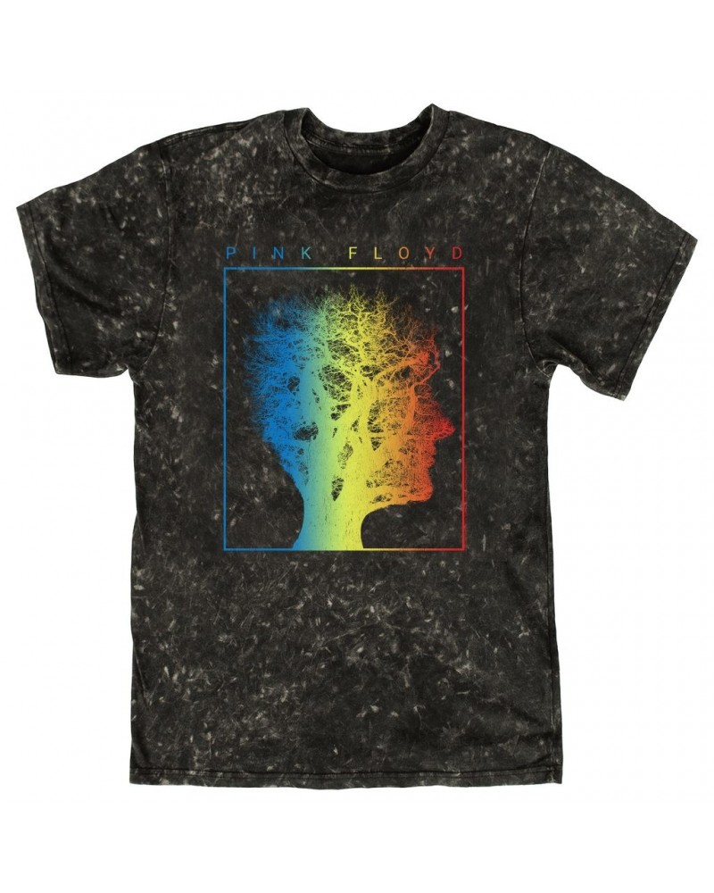 Pink Floyd T-shirt | Tree Of Half Life Ombre Rainbow Image Mineral Wash Shirt $12.28 Shirts