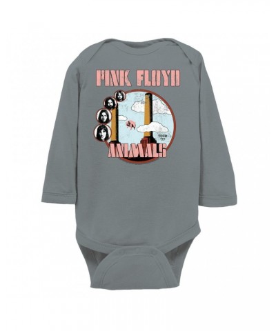 Pink Floyd Long Sleeve Bodysuit | Animals '77 Tour Pastel Design Distressed Bodysuit $9.86 Shirts