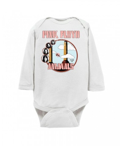 Pink Floyd Long Sleeve Bodysuit | Animals '77 Tour Pastel Design Distressed Bodysuit $9.86 Shirts