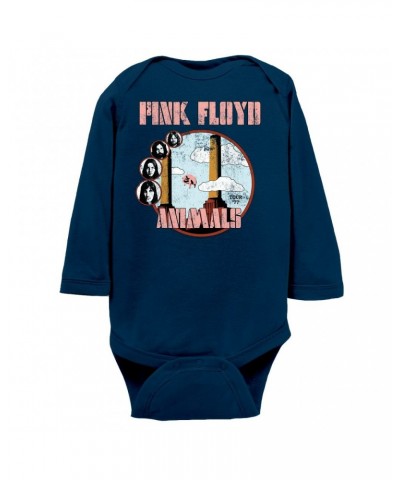 Pink Floyd Long Sleeve Bodysuit | Animals '77 Tour Pastel Design Distressed Bodysuit $9.86 Shirts