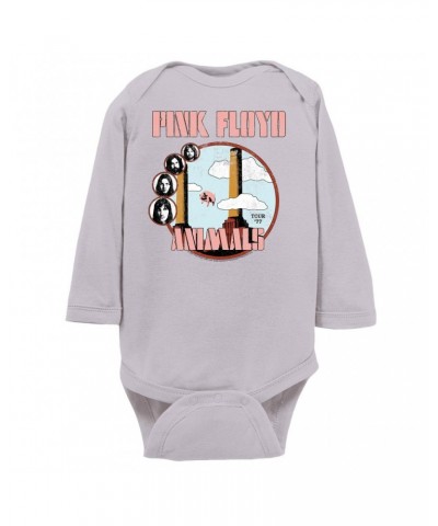 Pink Floyd Long Sleeve Bodysuit | Animals '77 Tour Pastel Design Distressed Bodysuit $9.86 Shirts