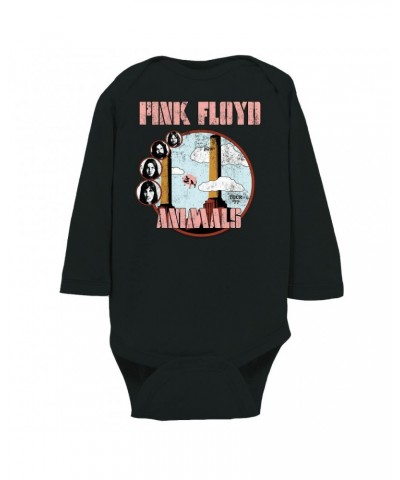 Pink Floyd Long Sleeve Bodysuit | Animals '77 Tour Pastel Design Distressed Bodysuit $9.86 Shirts