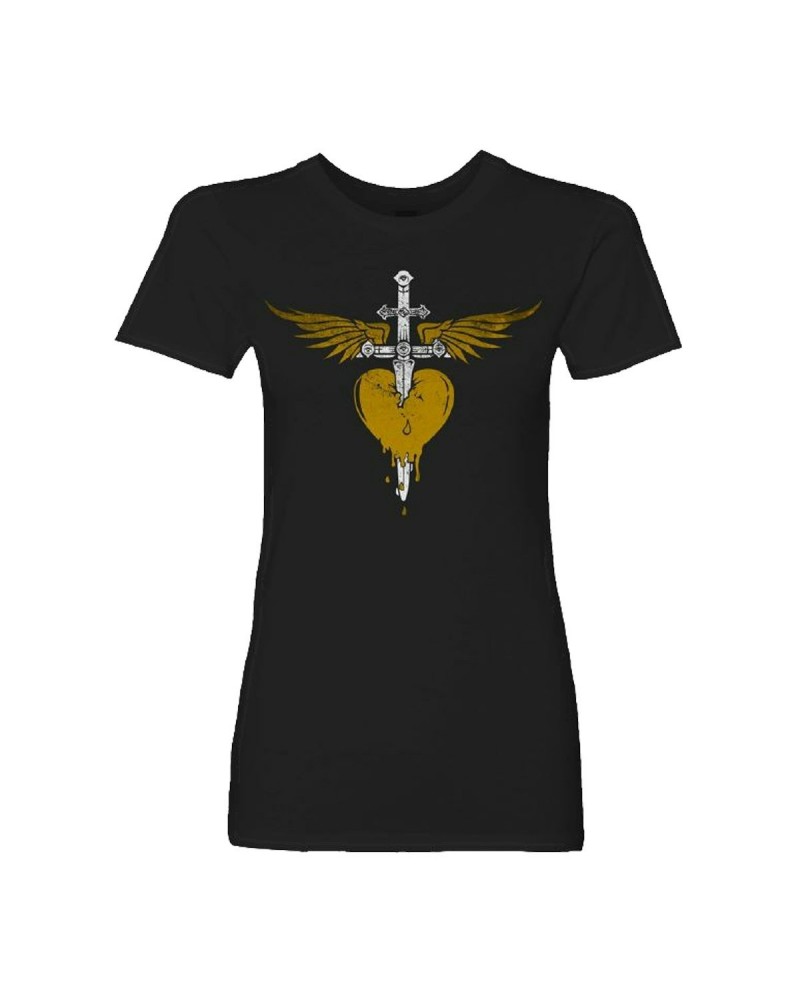 Bon Jovi Gold Heart & Dagger Women's Tee $12.25 Shirts