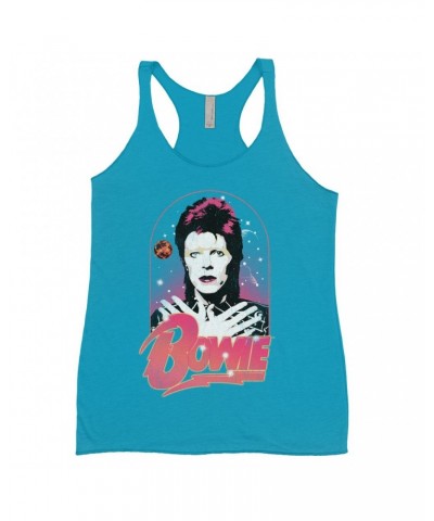 David Bowie Ladies' Tank Top | Orbit Design Distressed Shirt $12.16 Shirts