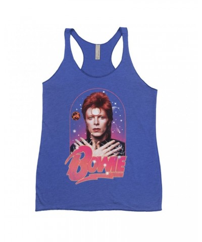 David Bowie Ladies' Tank Top | Orbit Design Distressed Shirt $12.16 Shirts