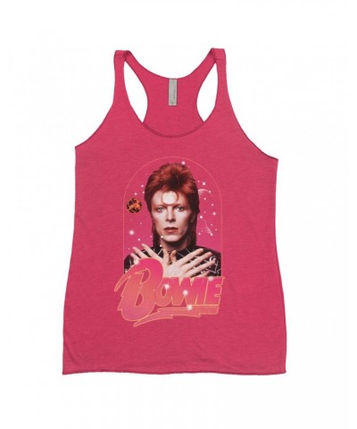 David Bowie Ladies' Tank Top | Orbit Design Distressed Shirt $12.16 Shirts