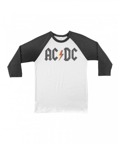 AC/DC 3/4 Sleeve Baseball Tee | Multi-Colored Logo Design Distressed Shirt $13.48 Shirts