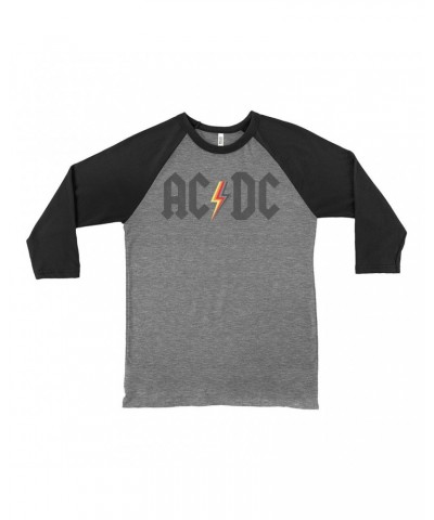 AC/DC 3/4 Sleeve Baseball Tee | Multi-Colored Logo Design Distressed Shirt $13.48 Shirts