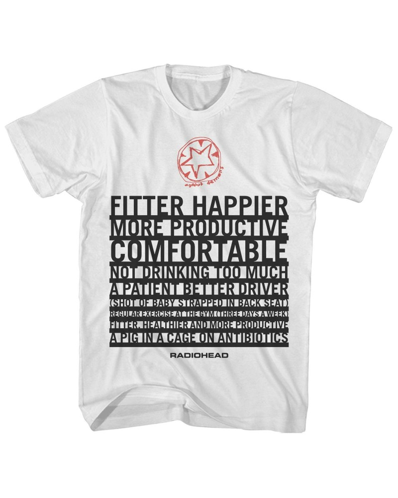 Radiohead T-Shirt | Fitter Happier Lyrics Shirt $2.40 Shirts