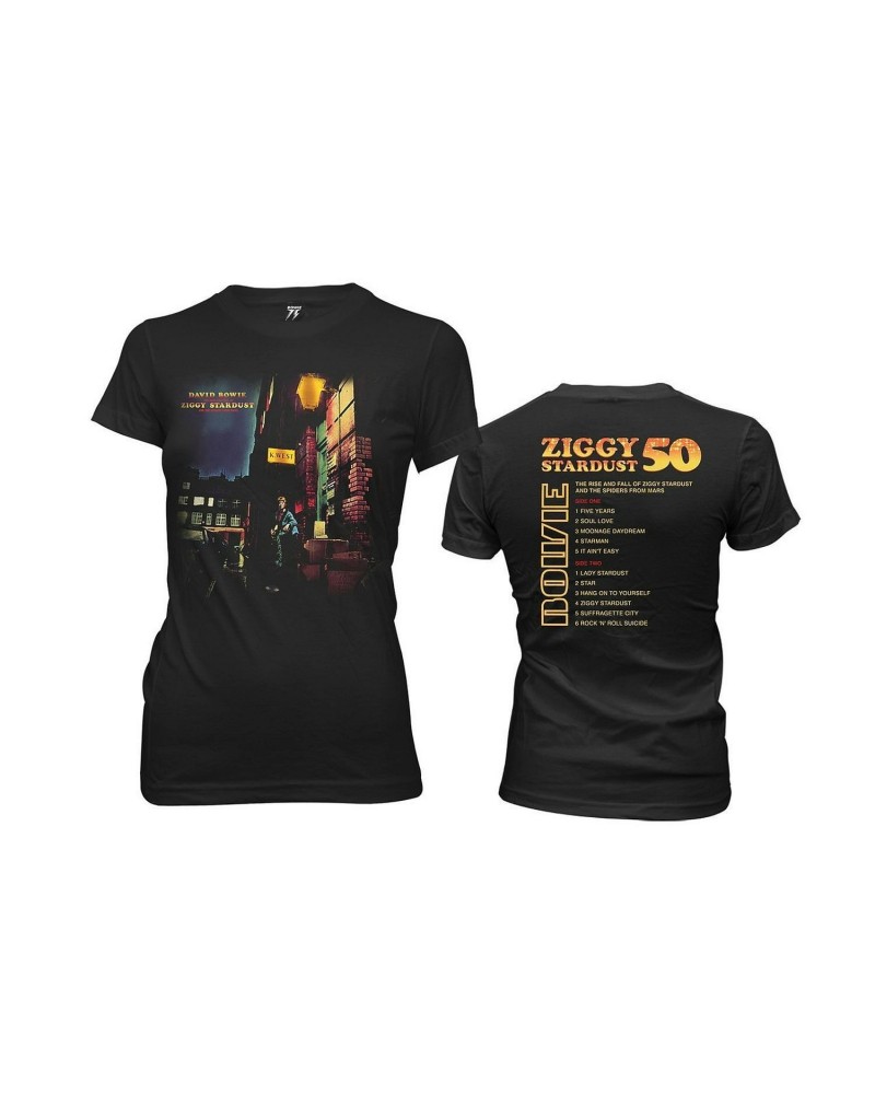 David Bowie Ziggy Stardust 50th Anniversary Tracklist Womens T-shirt $9.90 Shirts