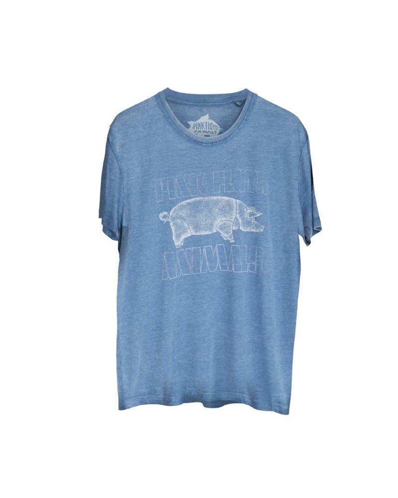 Pink Floyd Animals Pig Logo Distressed Blue T-shirt $5.88 Shirts