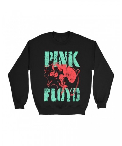 Pink Floyd Sweatshirt | Red Flying Pig Distressed Sweatshirt $10.83 Sweatshirts