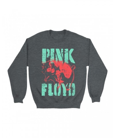 Pink Floyd Sweatshirt | Red Flying Pig Distressed Sweatshirt $10.83 Sweatshirts